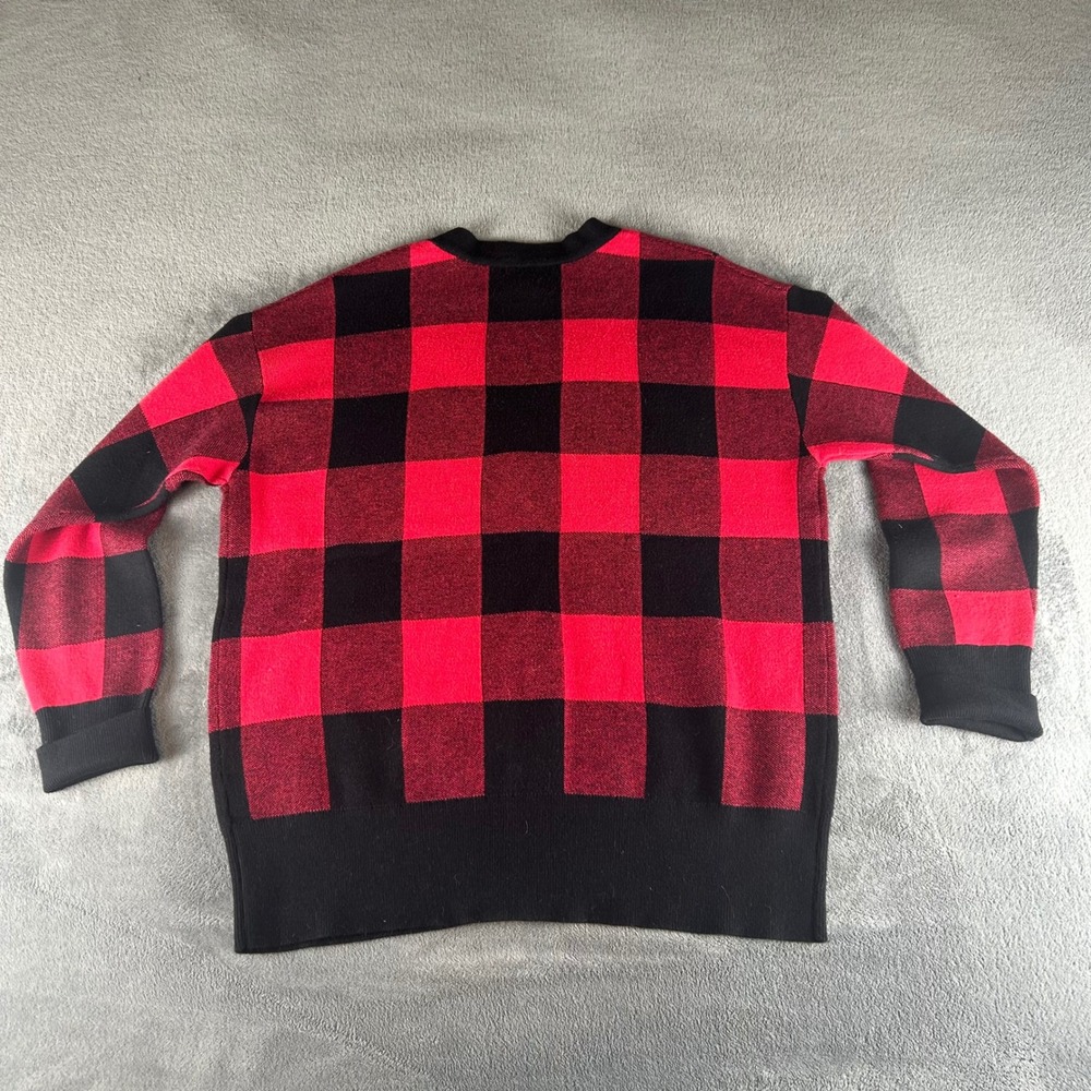 Tommy Bahama Womens Red Black Buffalo Plaid Rhinestone Button Cardigan Sweater M - Picture 2 of 8